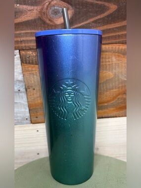 Starbucks Blue-Green Ombre Stainless Tumbler with Straw